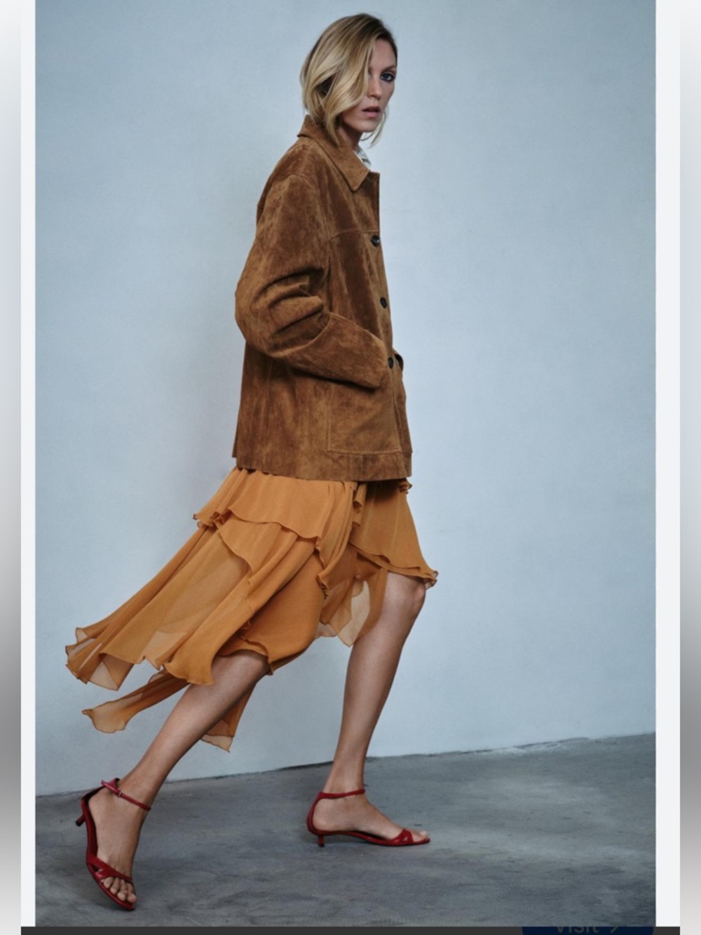 Zara Rust Tiered High-Low Ruffle Maxi Skirt - Picture 8 of 11
